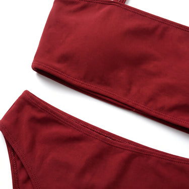 Women's Bikini Set Flattering High-Waist Solid Strappy - detail