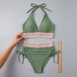 Women's Bikini Set Adjustable High-Waisted Two-Piece V-Neck - scale