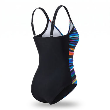 Women's One Piece Swimsuit V-Neck With Ruched Side And Tie - angle