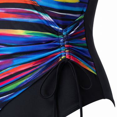 Women's One Piece Swimsuit V-Neck With Ruched Side And Tie - detail