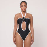 Women's One Piece Swimsuit Flattering Monokini Halter-Neck - hero