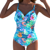 Women's One Piece Swimsuit Flattering V-Neck Ruched - studio