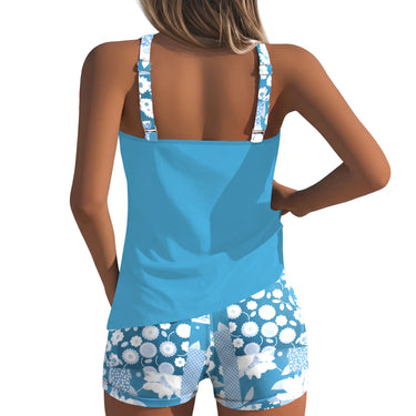 Women's Tankini Set Two Piece With Floral Print Swim Shorts - angle