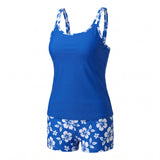 Women's Tankini Set Two Piece With Floral Print Swim Shorts - studio