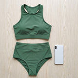 Two Piece Swimsuit Supportive Bikini Set High-Neck - scale