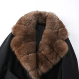 Women's Black Plush Faux Fur Belted Statement Coat