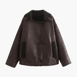 Women's Brown Faux Leather Biker Jacket