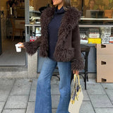 Women's Elegant Brown Faux Fur Winter Jacket