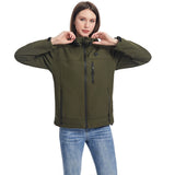 Women's Heated Jacket Electric Softshell Full Zip Hooded Outerwear With Adjustable Drawcord And Front Waist Heating Zones - Image 6