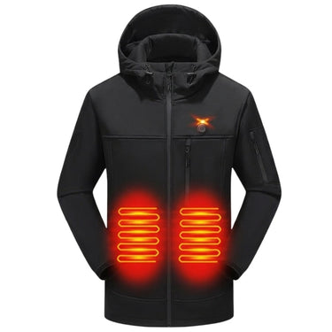 Women's Heated Jacket Electric Softshell Full Zip Hooded Outerwear With Adjustable Drawcord And Front Waist Heating Zones - Image 3