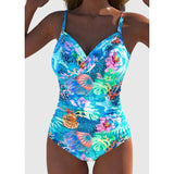 Women's One Piece Swimsuit Flattering V-Neck Ruched - Image 1
