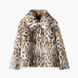 Women's Plush Brown Faux Fur Cropped Jacket
