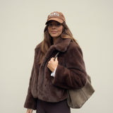 Women's Plush Brown Faux Fur Statement Jacket