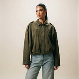 Women's Relaxed Boxy Faux Suede Jacket