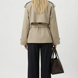 Women's Short Belted Khaki Trench Coat