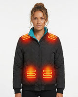 Women's Winter Puffer Jacket Heated With 8 Integrated Zones Stand Collar Snap Button Placket - Image 4
