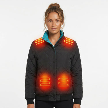 Women's Winter Puffer Jacket Heated With 8 Integrated Zones Stand Collar Snap Button Placket - Image 4