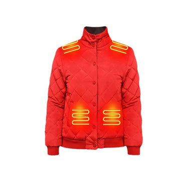 Women's Winter Puffer Jacket Heated With 8 Integrated Zones Stand Collar Snap Button Placket - Image 2
