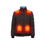 Women's Winter Puffer Jacket Heated With 8 Integrated Zones Stand Collar Snap Button Placket - Image 5