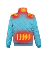 Women's Winter Puffer Jacket Heated With 8 Integrated Zones Stand Collar Snap Button Placket - Image 9