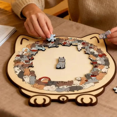 Wooden Cat Puzzle 135-Piece Adult Jigsaw In Gentle Morandi Hues - Image 1