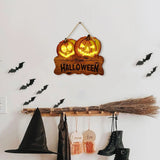Wooden Halloween Sign Lighted Jack O Lantern Hanging Decoration With Integrated Glowing Elements - Image 4