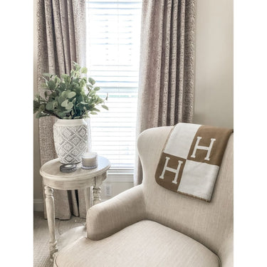 Wool Cashmere Blanket Checkered Woven Throw Letter - Image 10