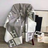 Wool Cashmere Blanket Checkered Woven Throw Letter - Image 12