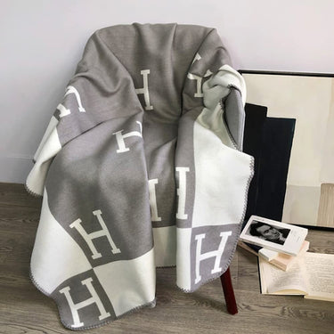 Wool Cashmere Blanket Checkered Woven Throw Letter - Image 12