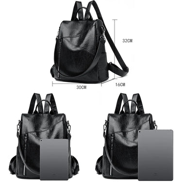 2024 New Women's Anti theft Backpack Large Capacity Female Single Shoulder Bag High Quality Soft Leather School Student Bookpack 1