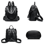 2024 New Women's Anti theft Backpack Large Capacity Female Single Shoulder Bag High Quality Soft Leather School Student Bookpack 2
