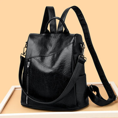 2024 New Women's Anti theft Backpack Large Capacity Female Single Shoulder Bag High Quality Soft Leather School Student Bookpack 4