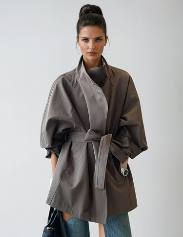 Women's Stand Collar Trench Coat