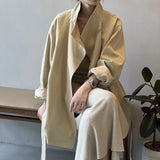 2025 Women Autumn Khaki Trench Coat Stand Collar Women Loose Style Coat With Belt Casaco Feminino New Trench Femme 4