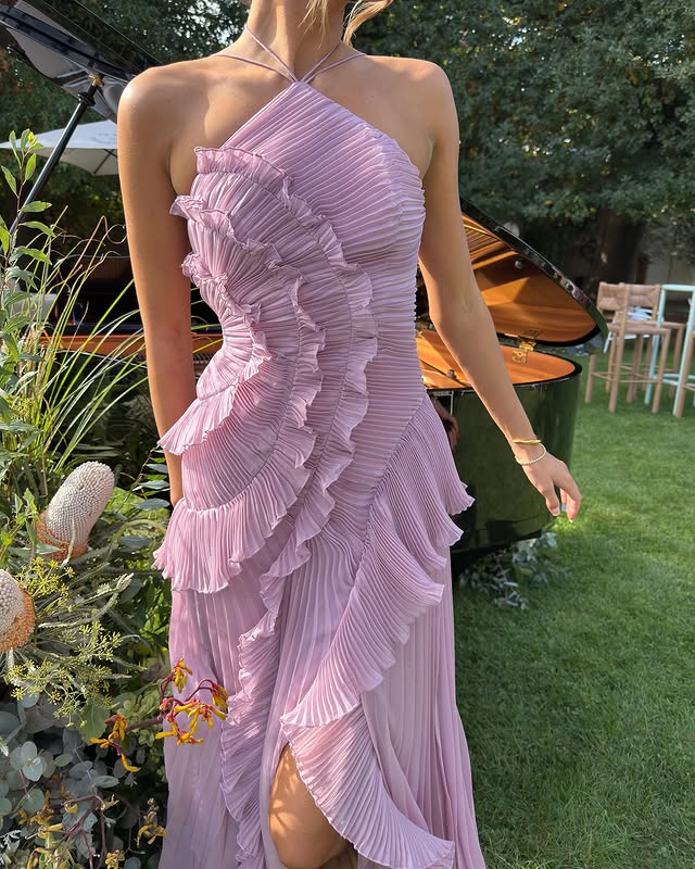 emma ruffle pleated maxi dress Clara Ruffle Pleated Maxi Dress Amani Avenue