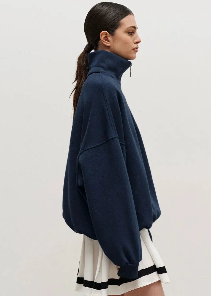 Relaxed Fit Zip-Up Sweater
