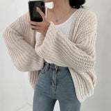 Oversized Sleeve Knit Cardigan — White