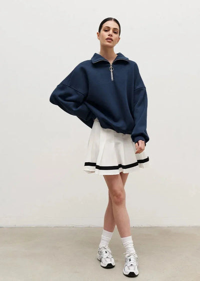 Relaxed Fit Zip-Up Sweater