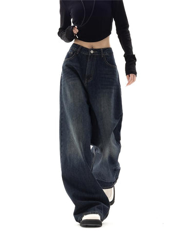 90s Vintage Washed Effect Baggy Boyfriend Jeans 0