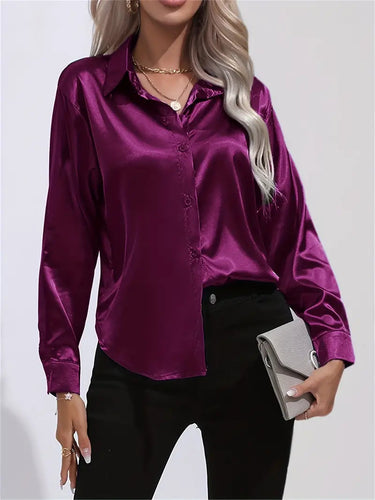 Alison Satin Blouse | Elegant Button Down Shirt for Women 10