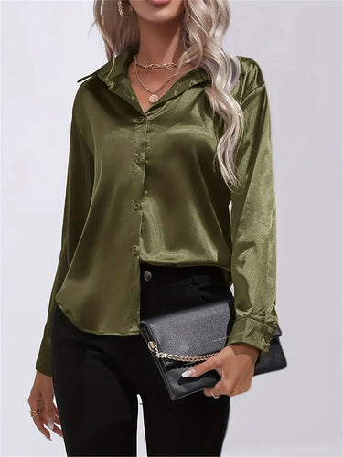 Alison Satin Blouse | Elegant Button Down Shirt for Women 11