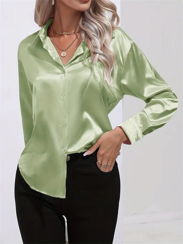 Alison Satin Blouse | Elegant Button Down Shirt for Women 17