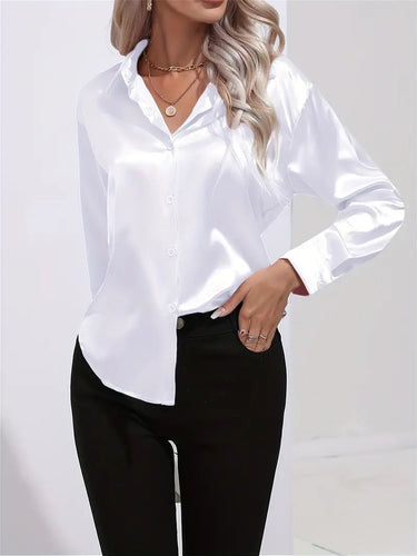 Alison Satin Blouse | Elegant Button Down Shirt for Women 18
