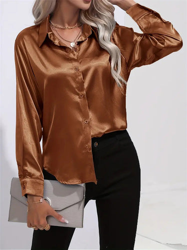 Alison Satin Blouse | Elegant Button Down Shirt for Women 19