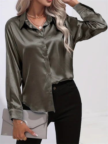 Alison Satin Blouse | Elegant Button Down Shirt for Women 22