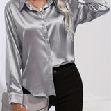 Alison Satin Blouse | Elegant Button Down Shirt for Women 24