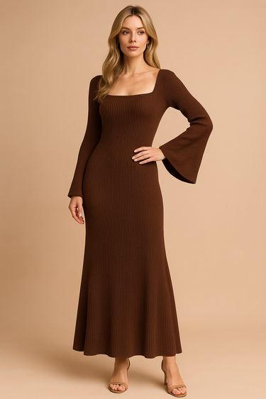 Allyson | Women's Long Puff Sleeve Sweater Dress 4