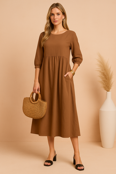 Amabel | Elegant Midi Dress with 3/4 Sleeves 3