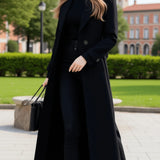 Amalfi Black Wool Coat – Stylish Long Design for Warmth and Versatility 4
