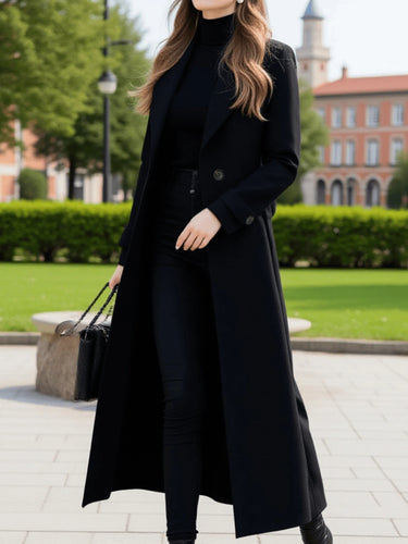 Amalfi Black Wool Coat – Stylish Long Design for Warmth and Versatility 4
